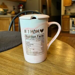 #1 Mom Ceramic Mug with Lid and Spoon (New in Box)